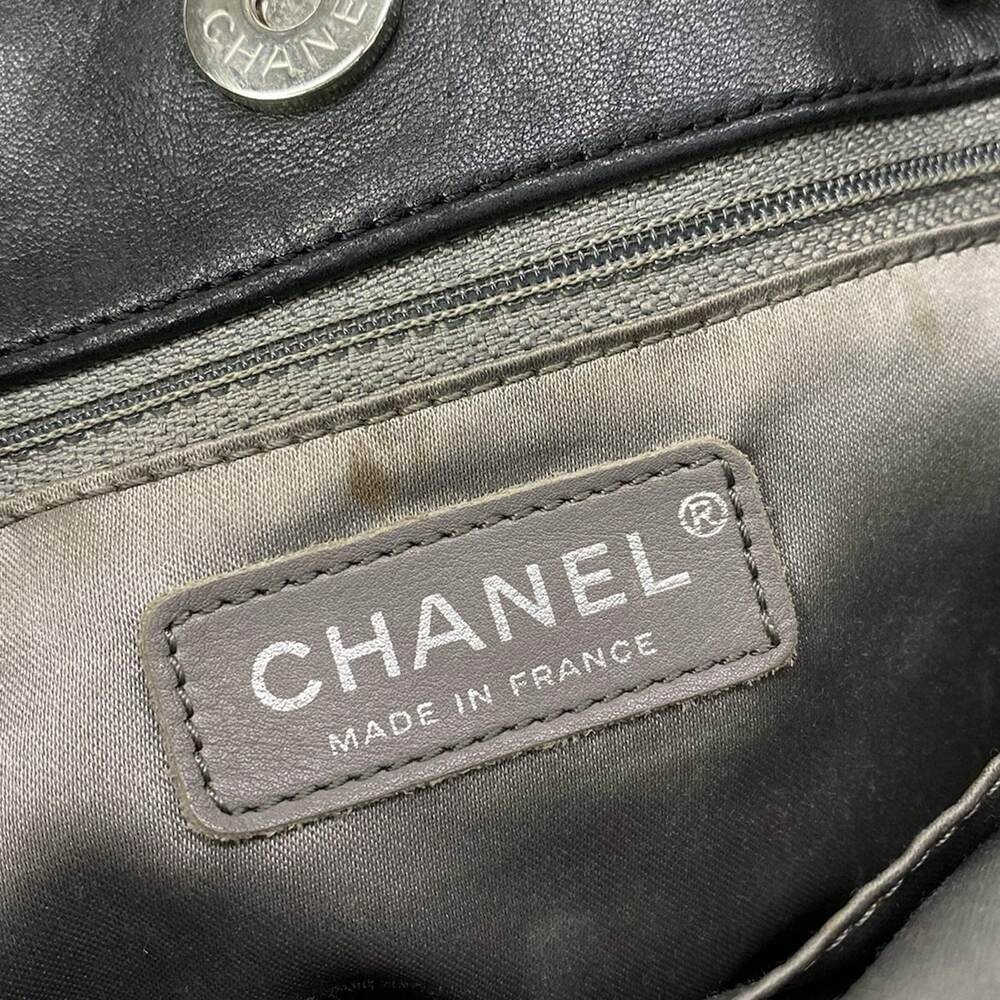 Chanel Patent Toilette Chain Tote Tote Bag Black Clear Vinyl Funny Tweed - Picture 8 of 15